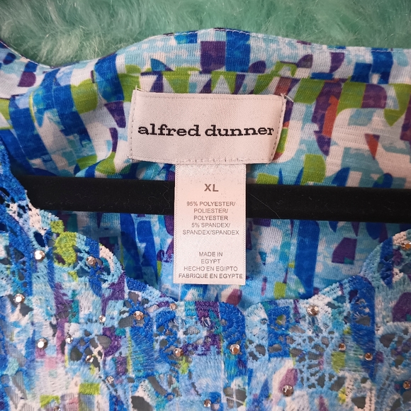 Alfred Dunner Blue White and Green Half Sleeve Top Size XL - Picture 9 of 9